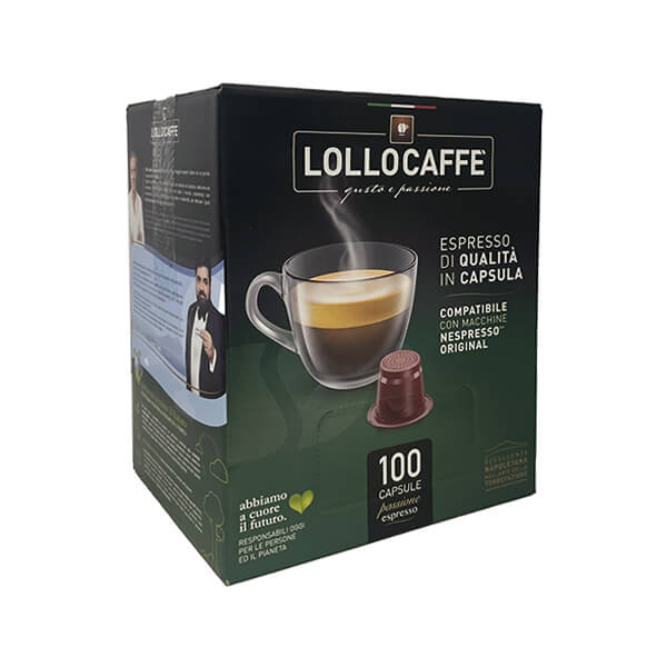 Lollo caffe' in capsule compatibile Nespresso 100 pz NERA