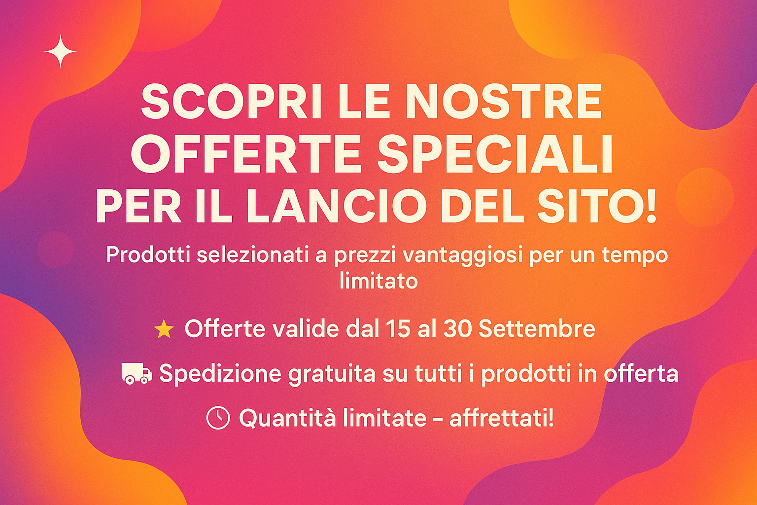 Banner promozionale per offerte speciali di lancio